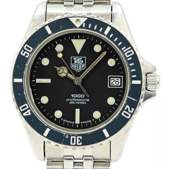 Tag Heuer Men's 37mm 980.013N Black Dial Professional 1000 Dive Watch 195/3 Band - Picture 3 of 10